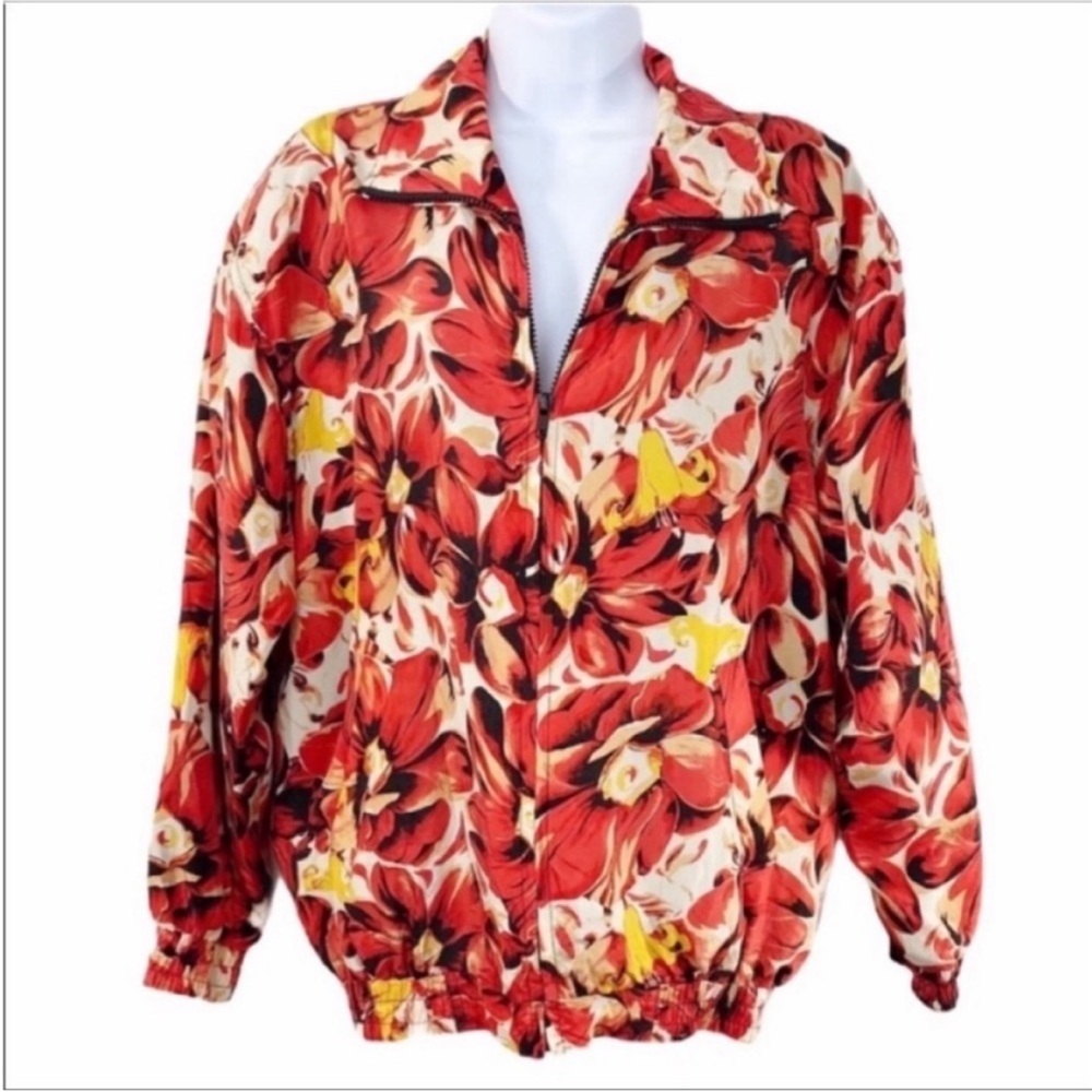 ATLANTIC BEACH floral silk jacket S